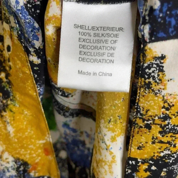 Tory Burch 100% Silk Tunic Long Sleeve Multi-color Abstract Blouse Size 6 - Picture 5 of 6